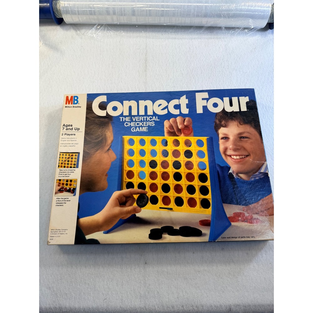 Vintage Milton Bradley Connect Four Vertical Checkers Game 4430 Made in USA 1990